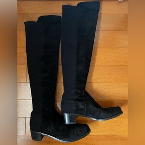 Stuart Weitzman Reserve Black Suede Pull On Over The Knee Boots Sz 8